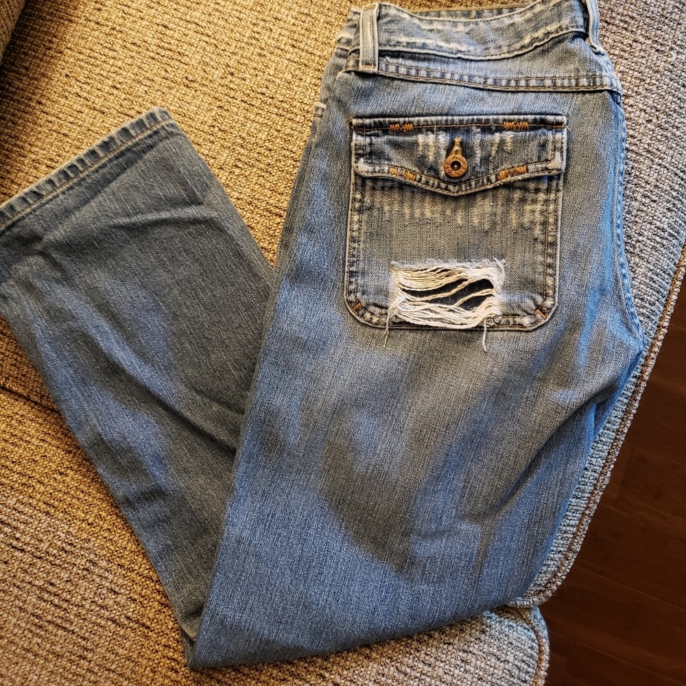 BKE bootcut distressed blue jeans - sz 27